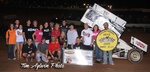 ASCS Gulf South winner Aaron Reutzel at Gator Motorplex in Willis, Texas - joined in victory lane by the Wren Family and friends